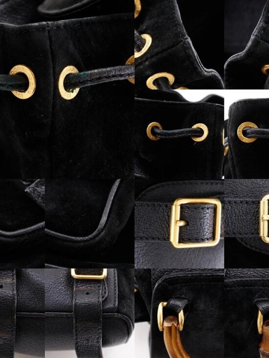 GUCCI Bamboo Backpack Daypack Old Gucci black Suede Women main image 13